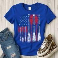 American Flag Rowing Oar Cute Us Row Crew 4th Of July Gift Women's T-Shirt thumb 3