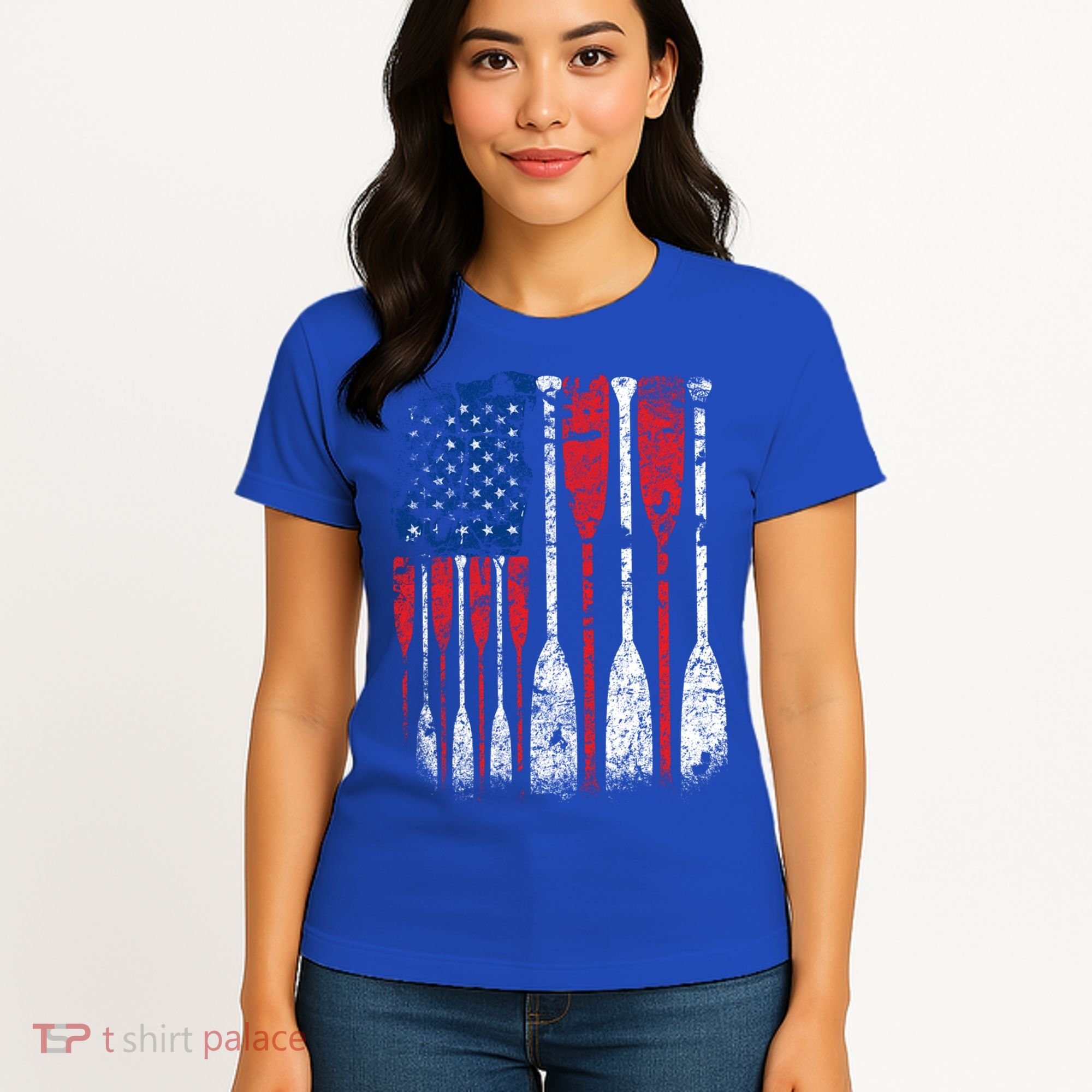 American Flag Rowing Oar Cute Us Row Crew 4th Of July Gift Women's T-Shirt