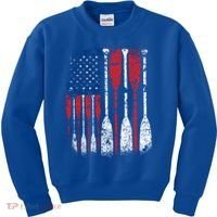 American Flag Rowing Oar Cute Us Row Crew 4th Of July Gift Kids Sweatshirt thumb 0