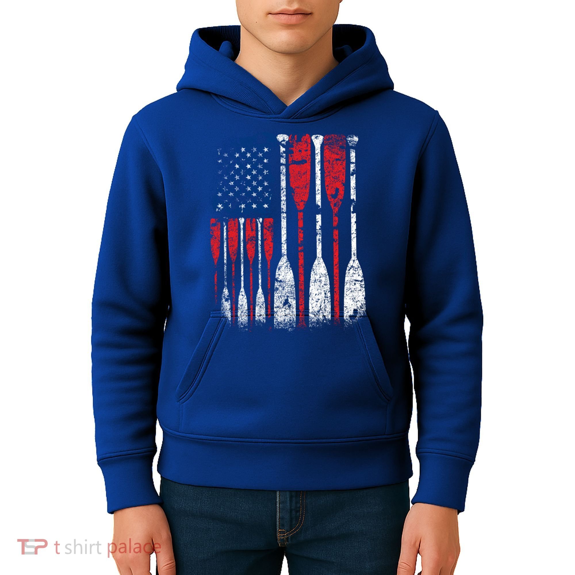 American Flag Rowing Oar Cute Us Row Crew 4th Of July Gift Kids Hoodie