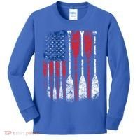 American Flag Rowing Oar Cute Us Row Crew 4th Of July Gift Kids Long Sleeve Shirt thumb 0