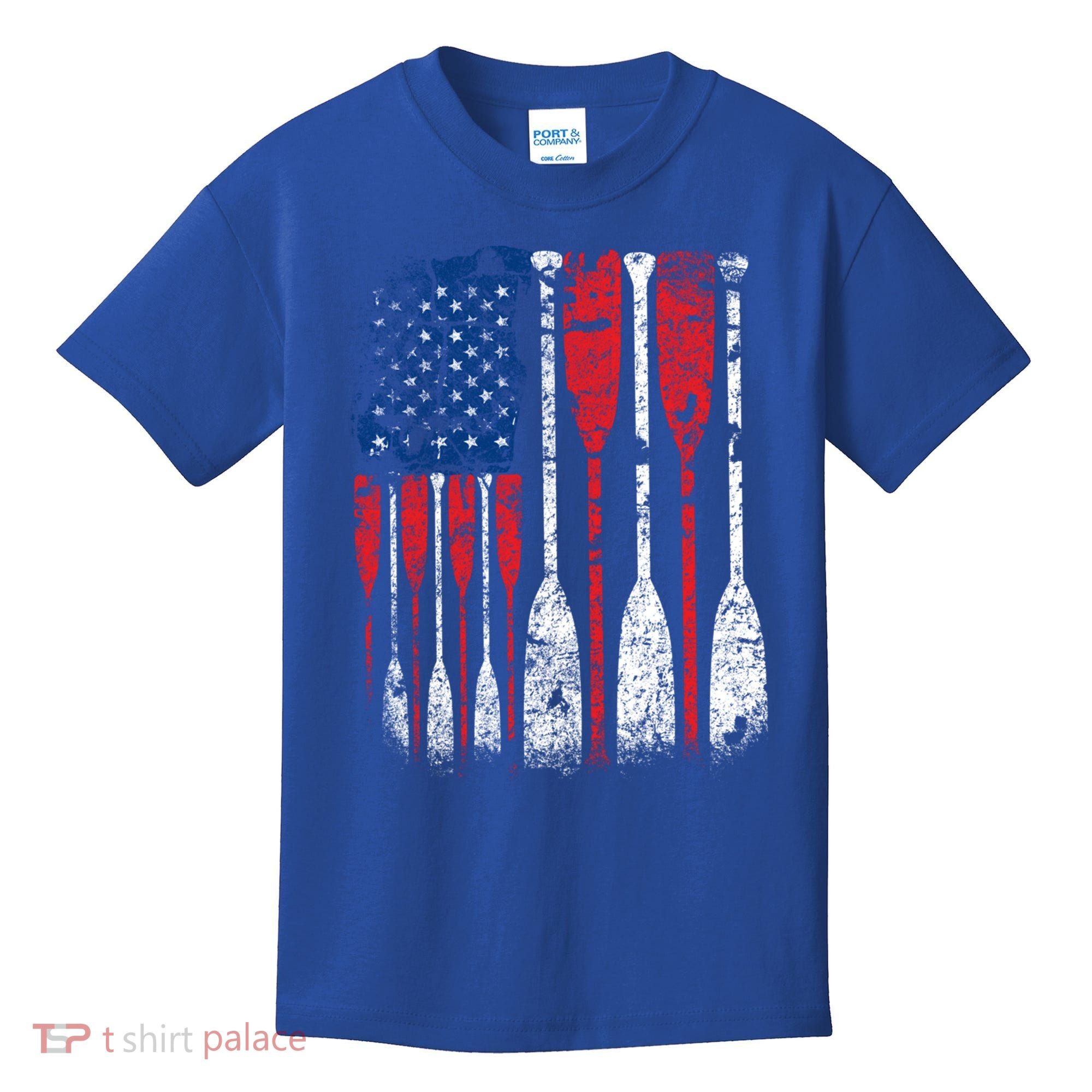 American Flag Rowing Oar Cute Us Row Crew 4th Of July Gift Kids T-Shirt