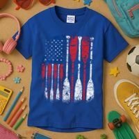 American Flag Rowing Oar Cute Us Row Crew 4th Of July Gift Kids T-Shirt thumb 3