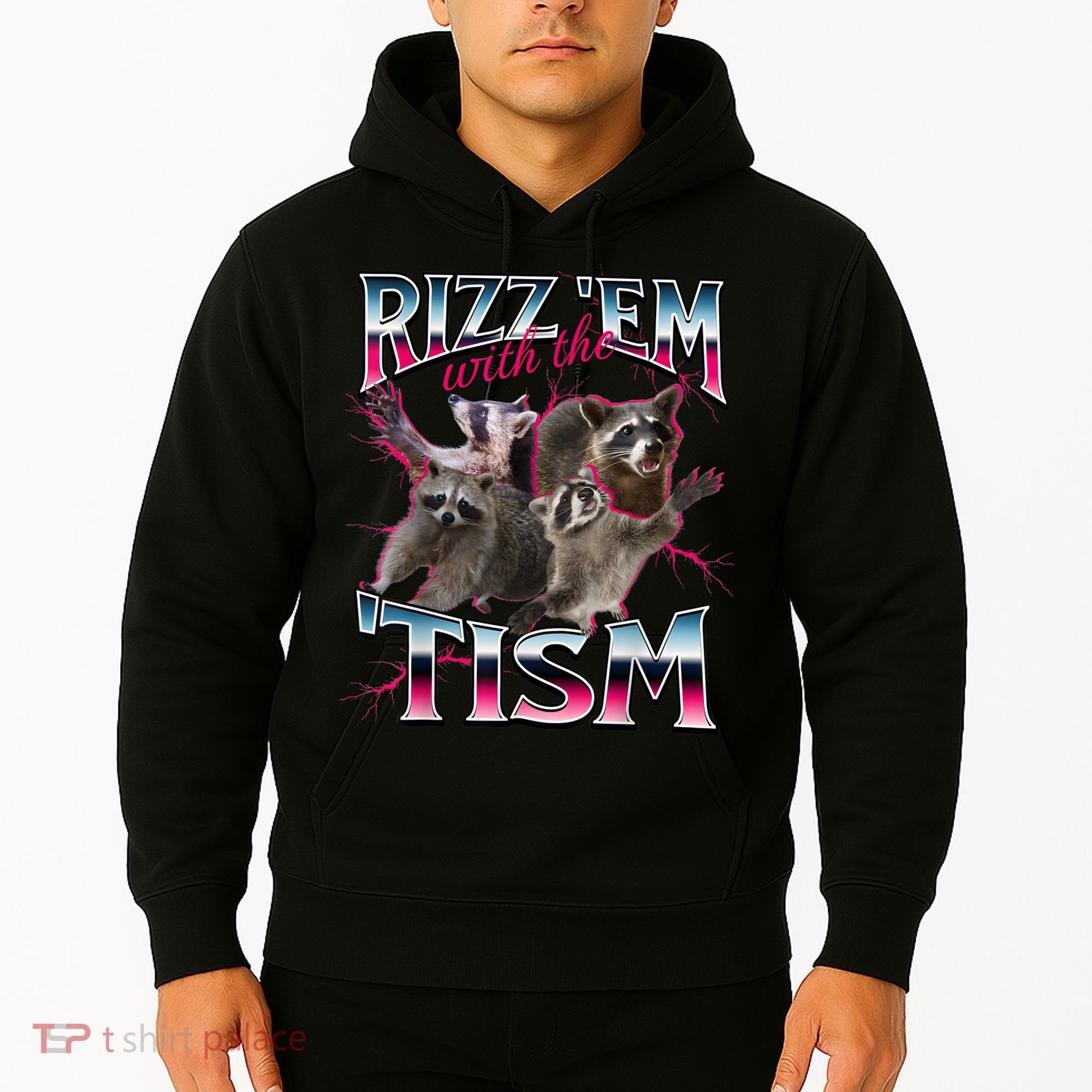 Autism Funny Rizz Em With The Tism Meme Autistic Racoon Hoodie