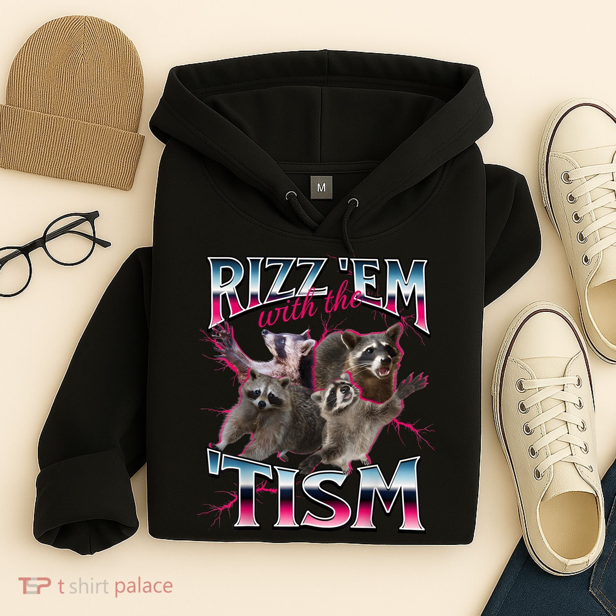 Autism Funny Rizz Em With The Tism Meme Autistic Racoon Hoodie