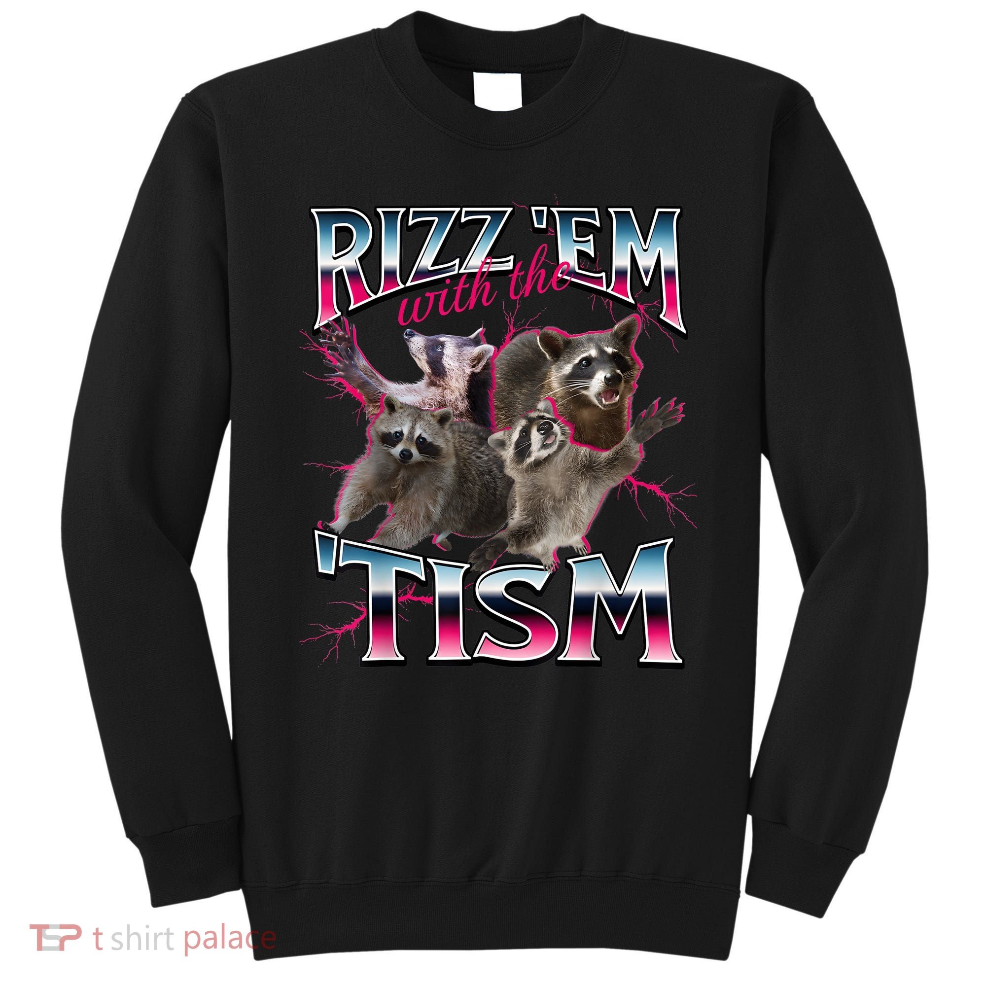 Autism Funny Rizz Em With The Tism Meme Autistic Racoon Sweatshirt
