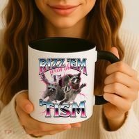Autism Funny Rizz Em With The Tism Meme Autistic Racoon Coffee Mug thumb 3