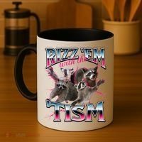 Autism Funny Rizz Em With The Tism Meme Autistic Racoon Coffee Mug thumb 4