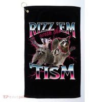 Autism Funny Rizz Em With The Tism Meme Autistic Racoon Golf Towel thumb 0