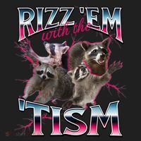 Autism Funny Rizz Em With The Tism Meme Autistic Racoon Golf Towel thumb 3