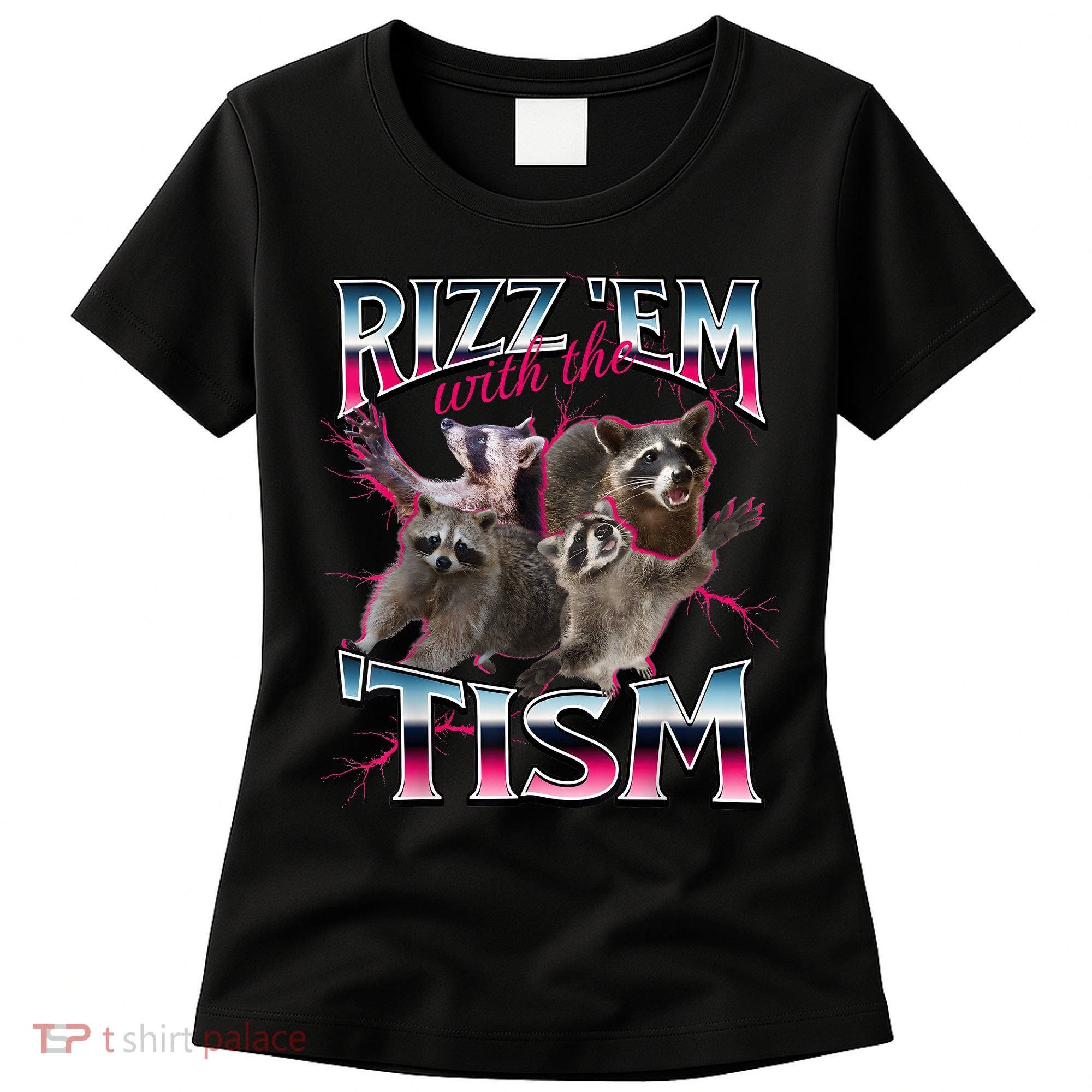 Autism Funny Rizz Em With The Tism Meme Autistic Racoon Women's T-Shirt