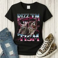 Autism Funny Rizz Em With The Tism Meme Autistic Racoon Women's T-Shirt thumb 3
