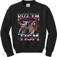 Autism Funny Rizz Em With The Tism Meme Autistic Racoon Kids Sweatshirt thumb 0