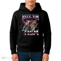 Autism Funny Rizz Em With The Tism Meme Autistic Racoon Kids Hoodie thumb 4