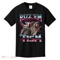 Autism Funny Rizz Em With The Tism Meme Autistic Racoon Kids T-Shirt thumb 0