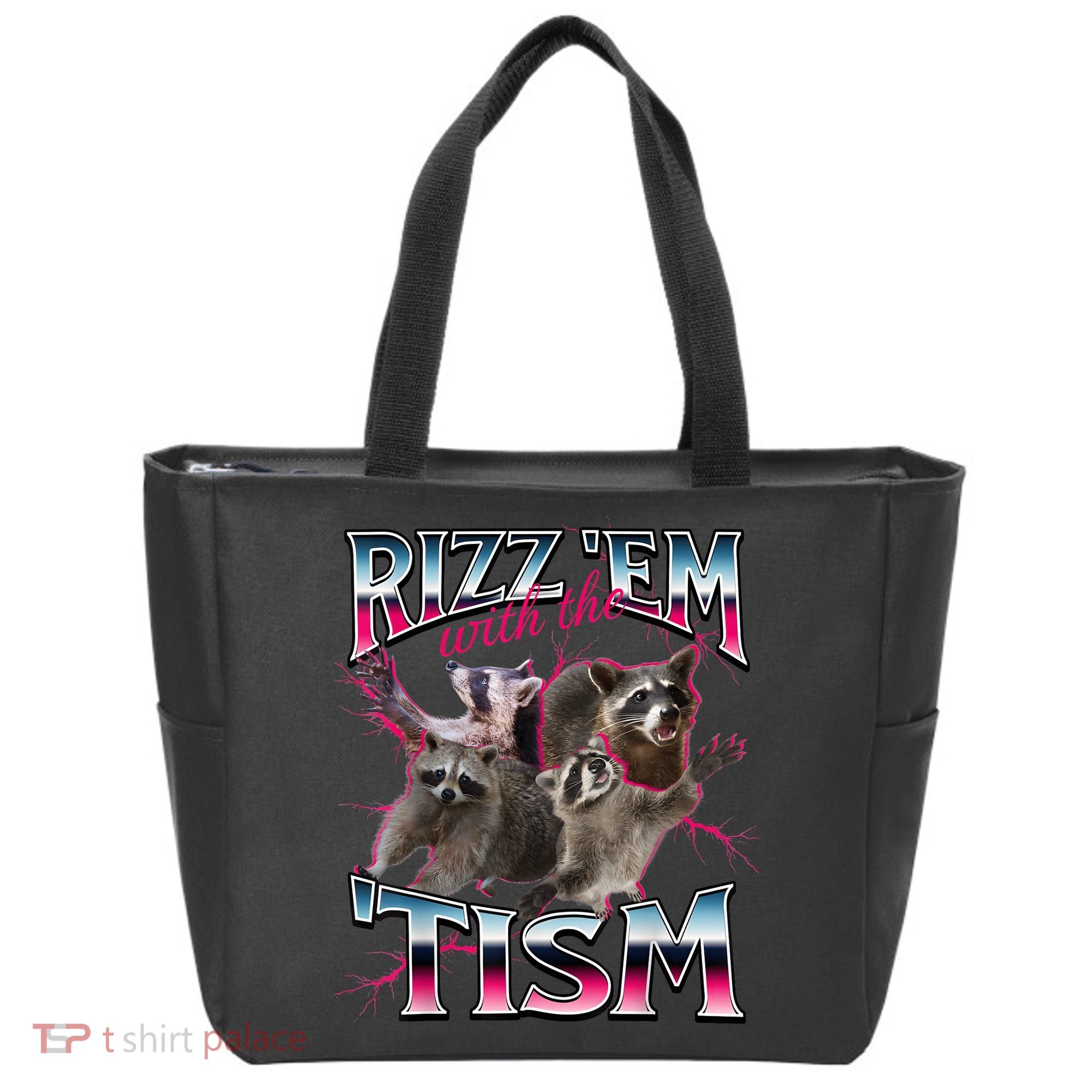 Autism Funny Rizz Em With The Tism Meme Autistic Racoon Tote Bag