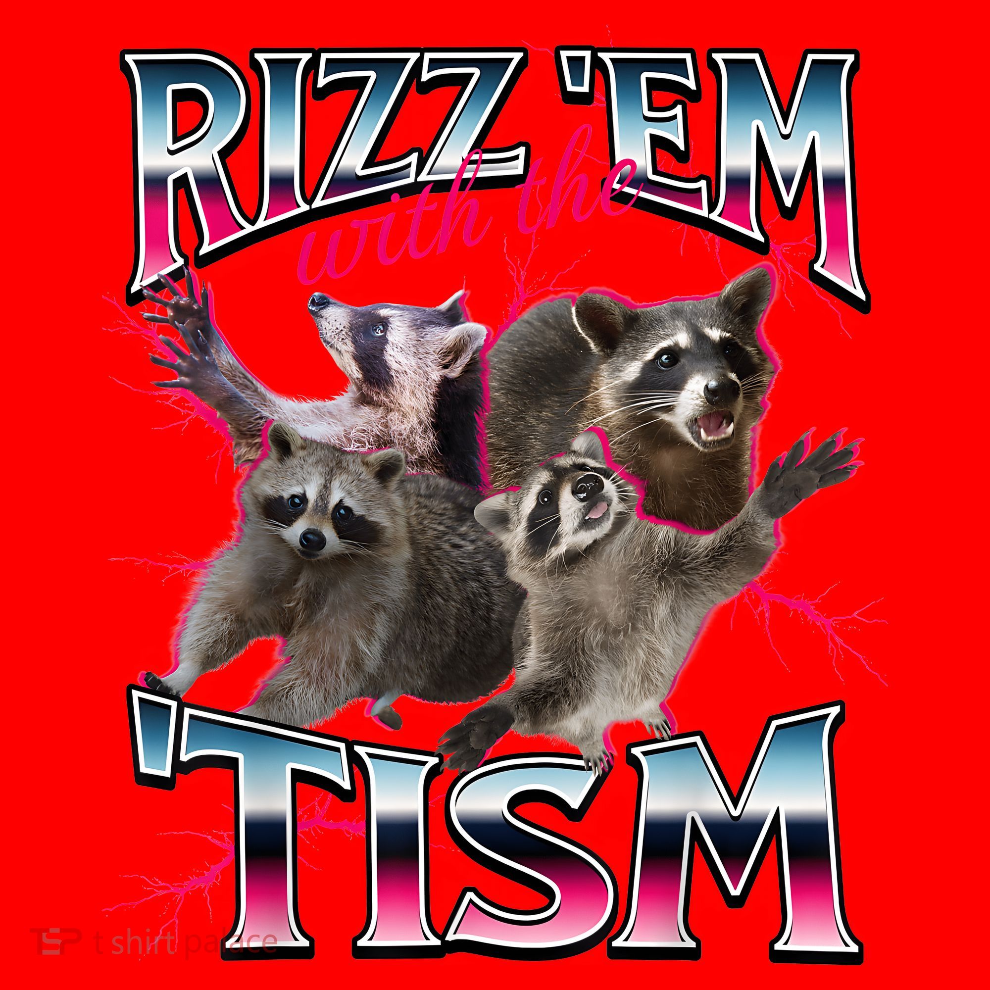 Autism Funny Rizz Em With The Tism Meme Autistic Racoon Santa Hat