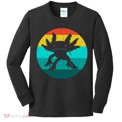 Axolotl Funny Retro Kids Long Sleeve Shirt