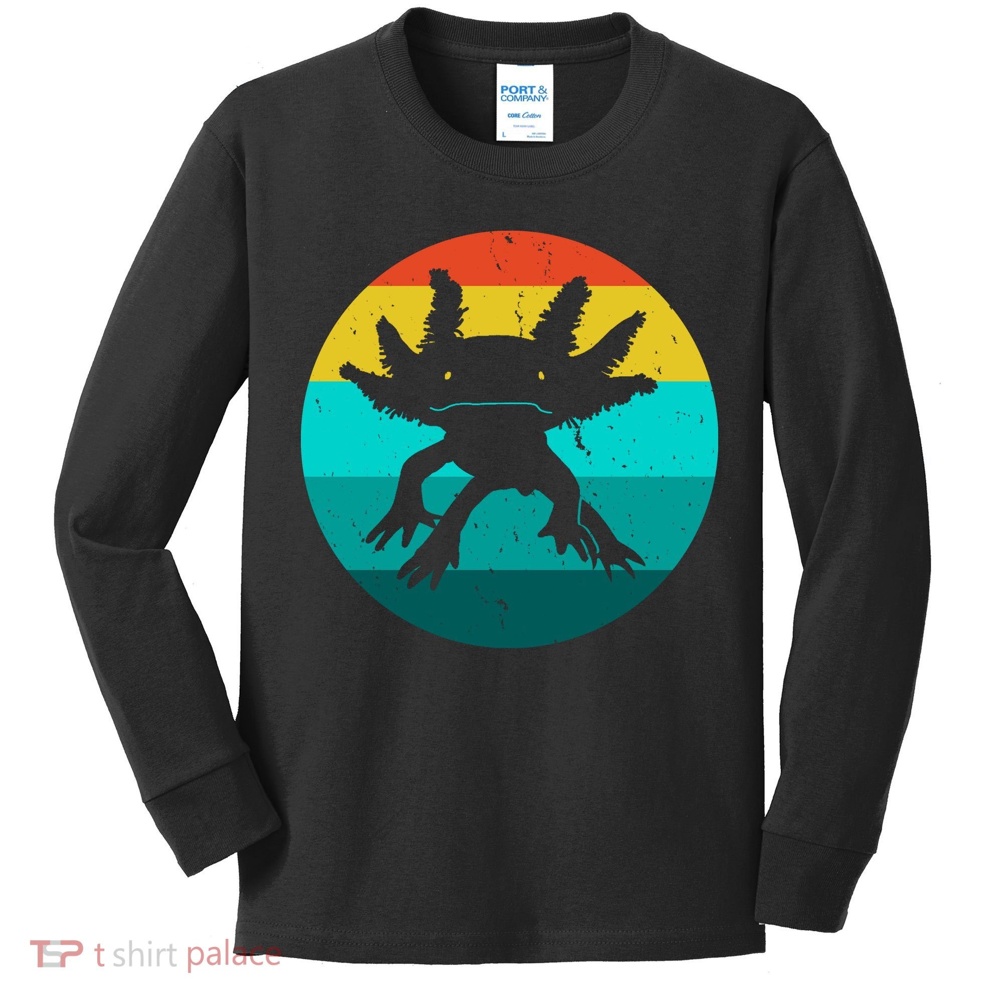 Axolotl Funny Retro Kids Long Sleeve Shirt