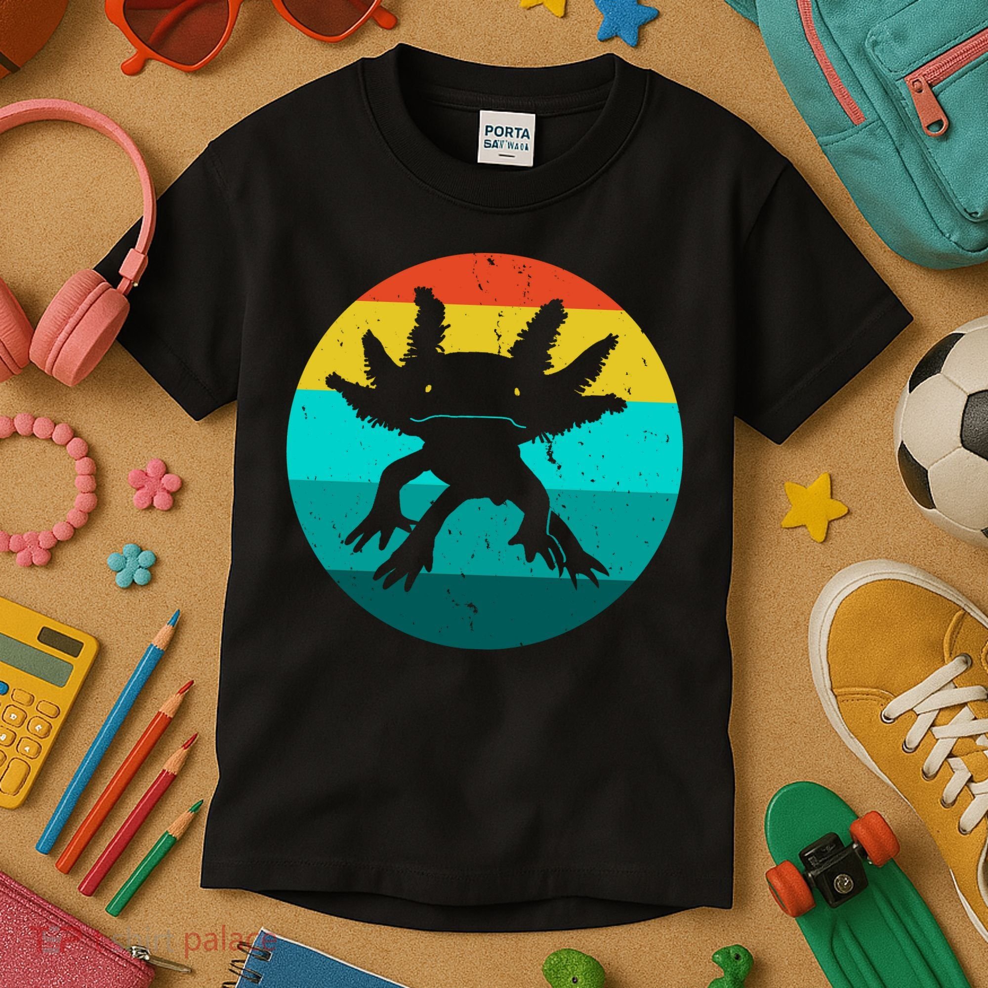 Axolotl Funny Retro Kids T-Shirt