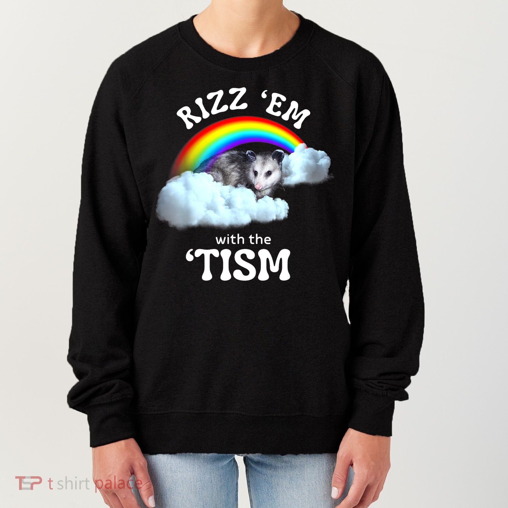 Autism Funny Rizz Em With The Tism Meme Autistic Opossum Women's Sweatshirt