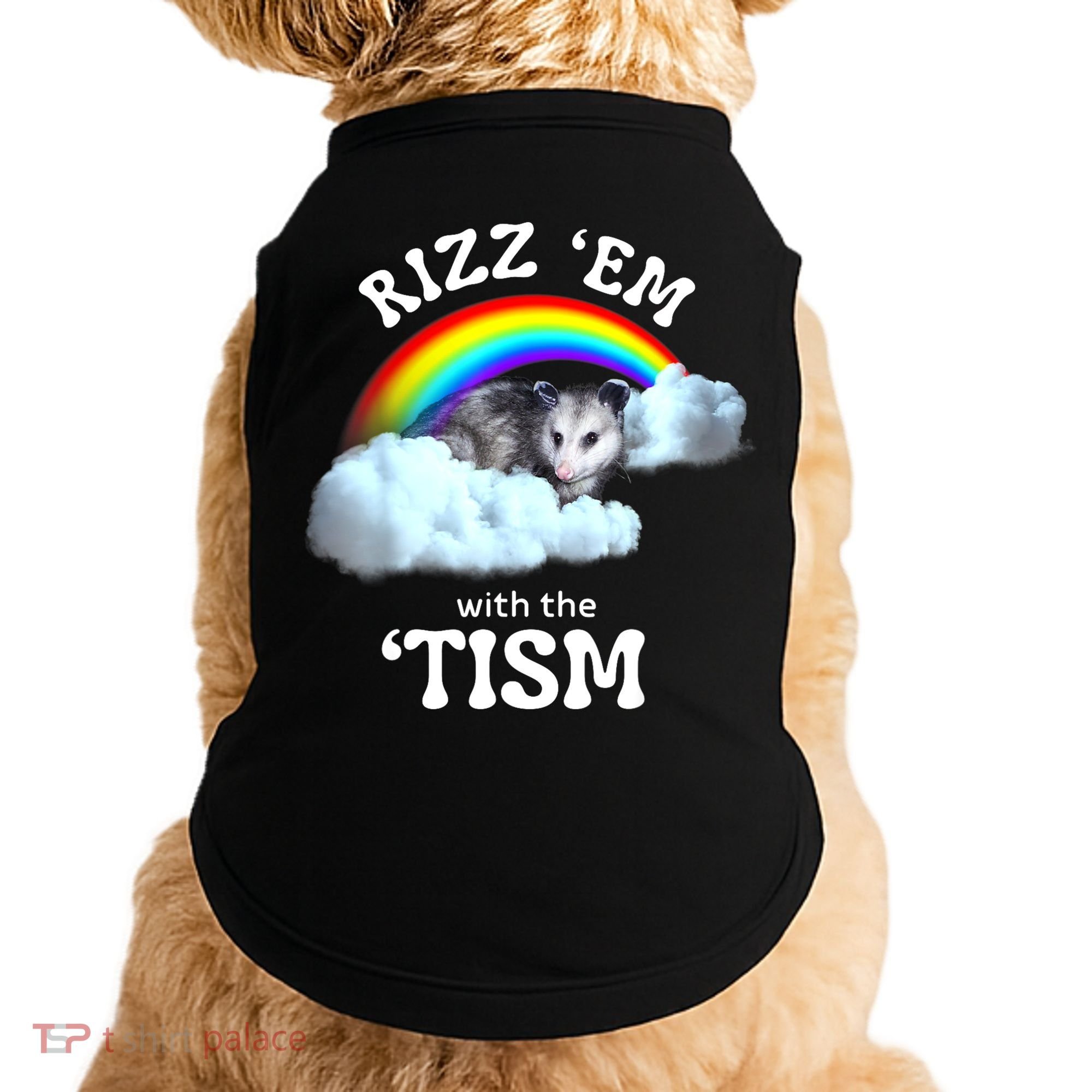 Autism Funny Rizz Em With The Tism Meme Autistic Opossum Doggie Tank