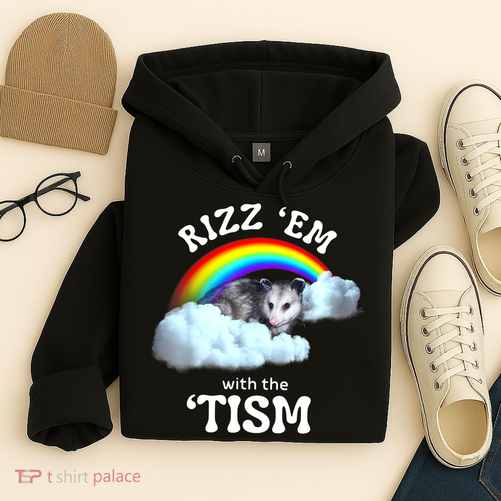 Autism Funny Rizz Em With The Tism Meme Autistic Opossum Hoodie