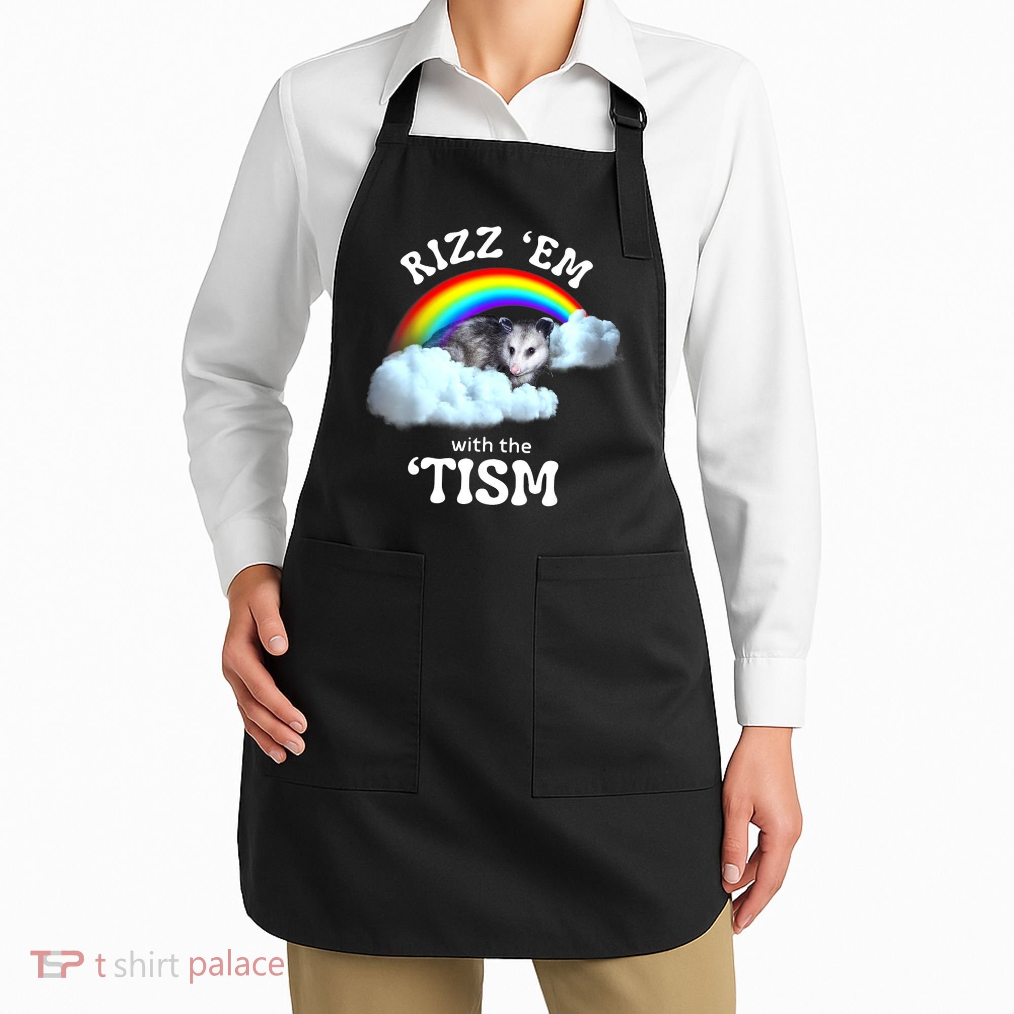 Autism Funny Rizz Em With The Tism Meme Autistic Opossum Apron