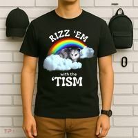 Autism Funny Rizz Em With The Tism Meme Autistic Opossum T-Shirt thumb 6