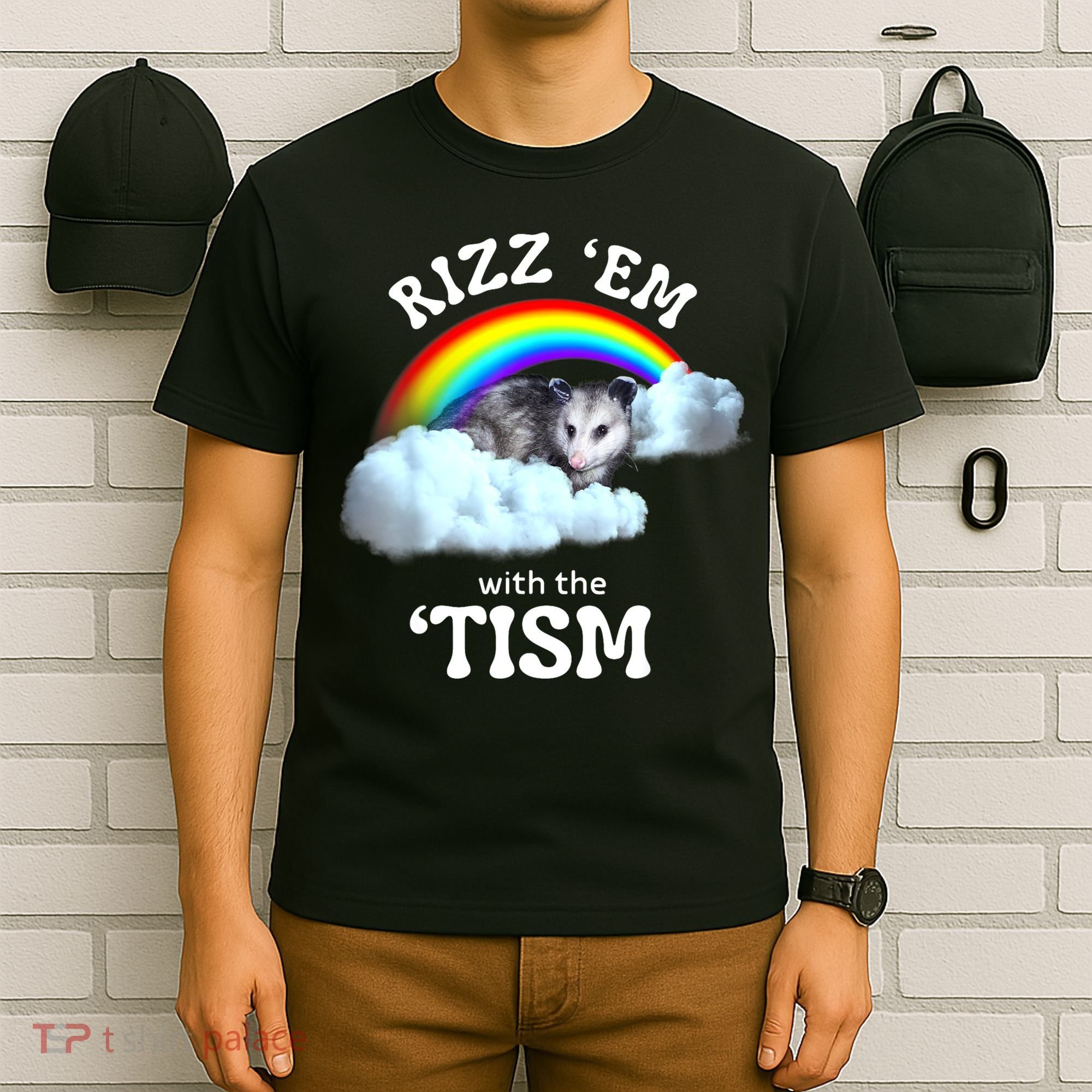 Autism Funny Rizz Em With The Tism Meme Autistic Opossum T-Shirt