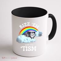 Autism Funny Rizz Em With The Tism Meme Autistic Opossum Coffee Mug thumb 1