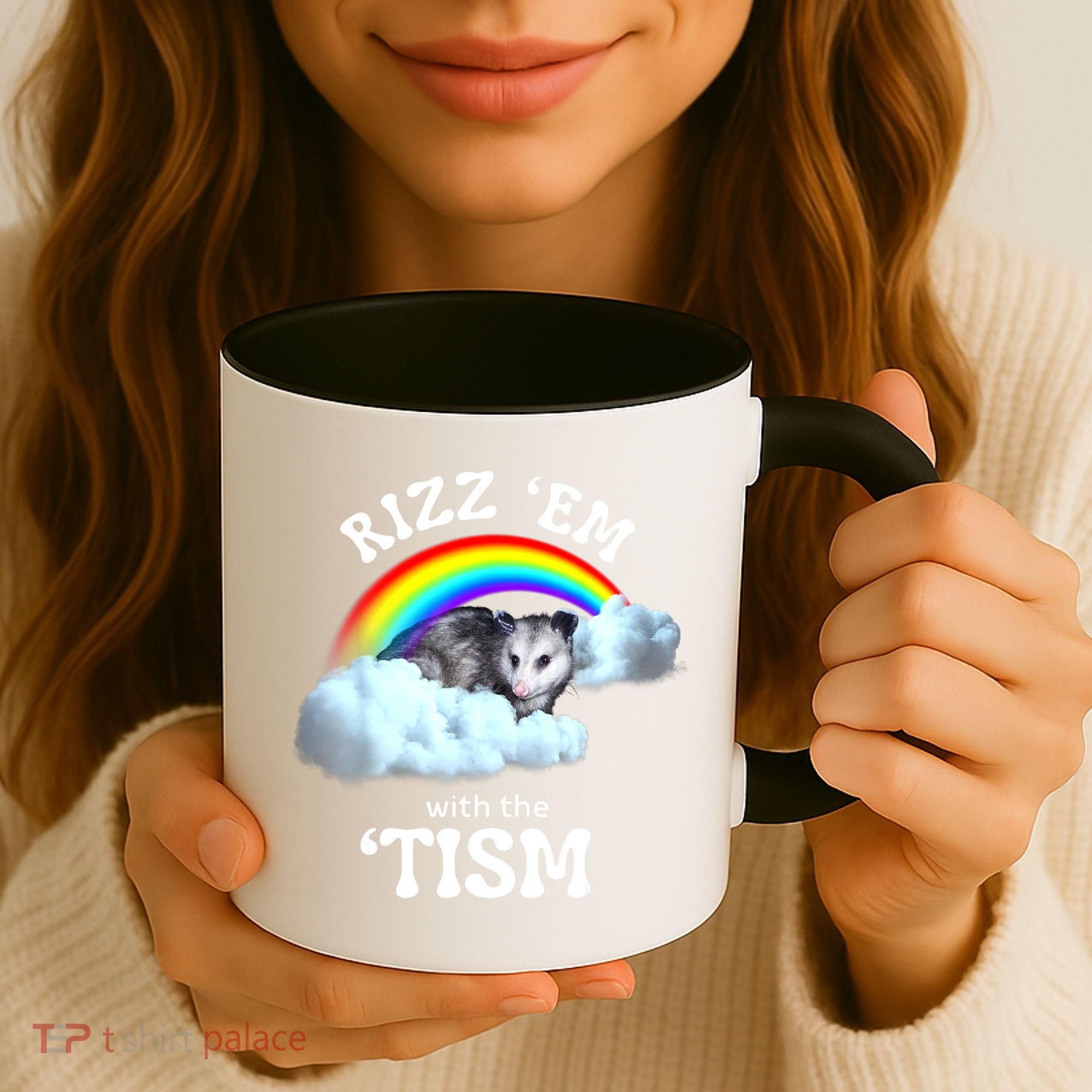 Autism Funny Rizz Em With The Tism Meme Autistic Opossum Coffee Mug