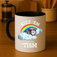 Autism Funny Rizz Em With The Tism Meme Autistic Opossum Coffee Mug thumb 4