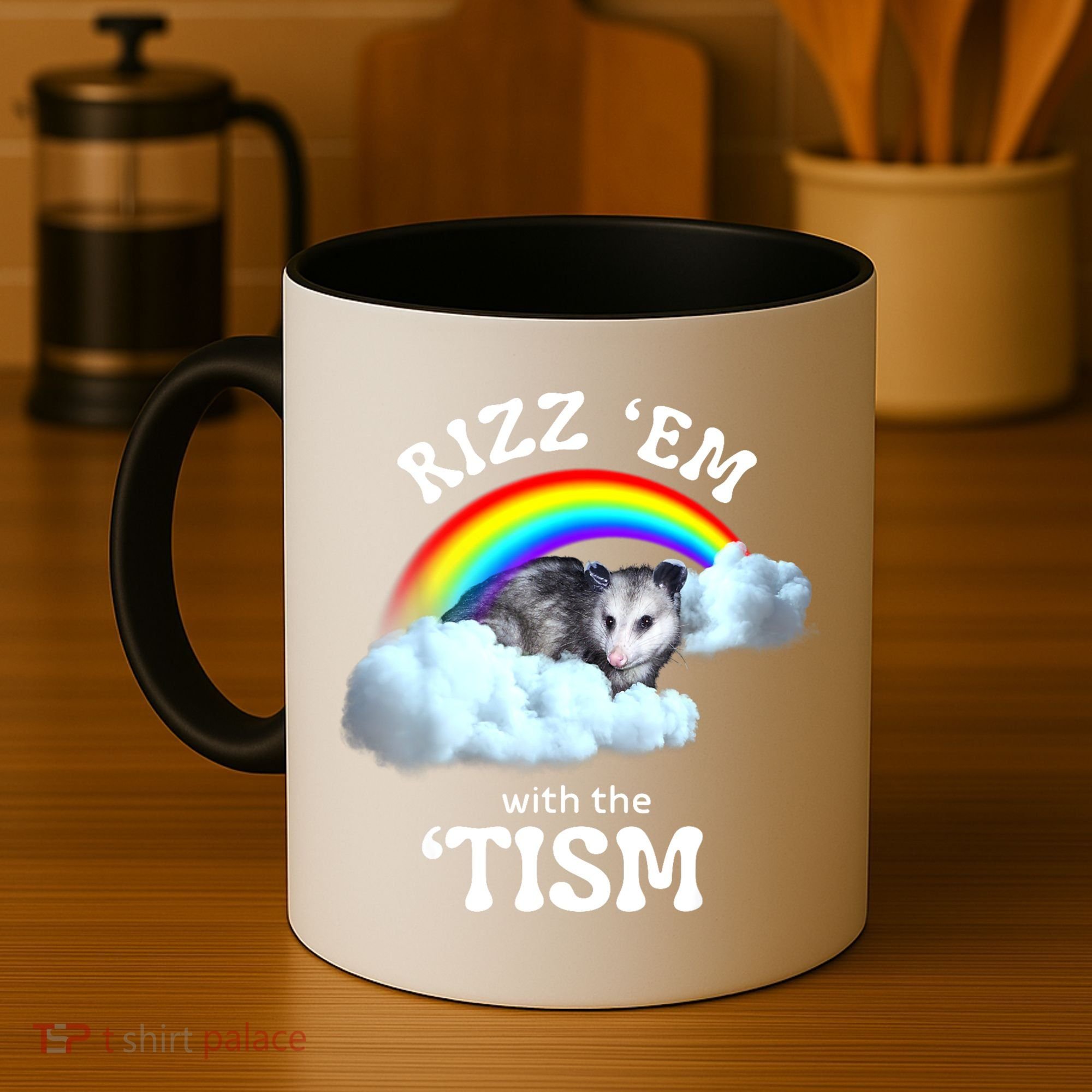 Autism Funny Rizz Em With The Tism Meme Autistic Opossum Coffee Mug