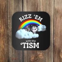 Autism Funny Rizz Em With The Tism Meme Autistic Opossum Coaster thumb 0