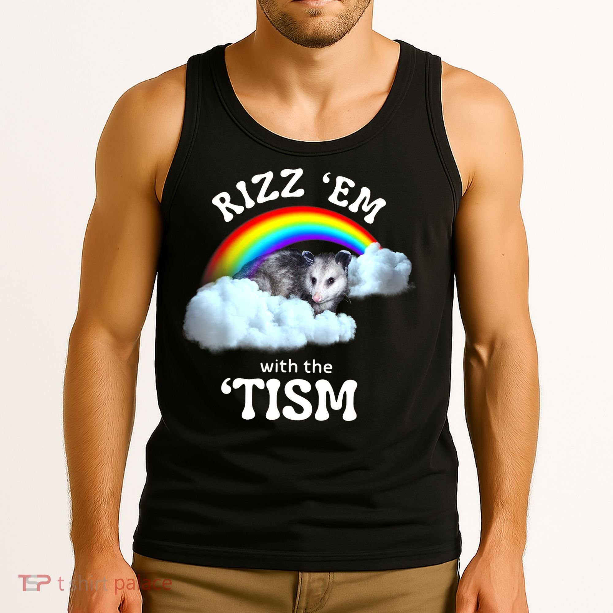 Autism Funny Rizz Em With The Tism Meme Autistic Opossum Tank Top