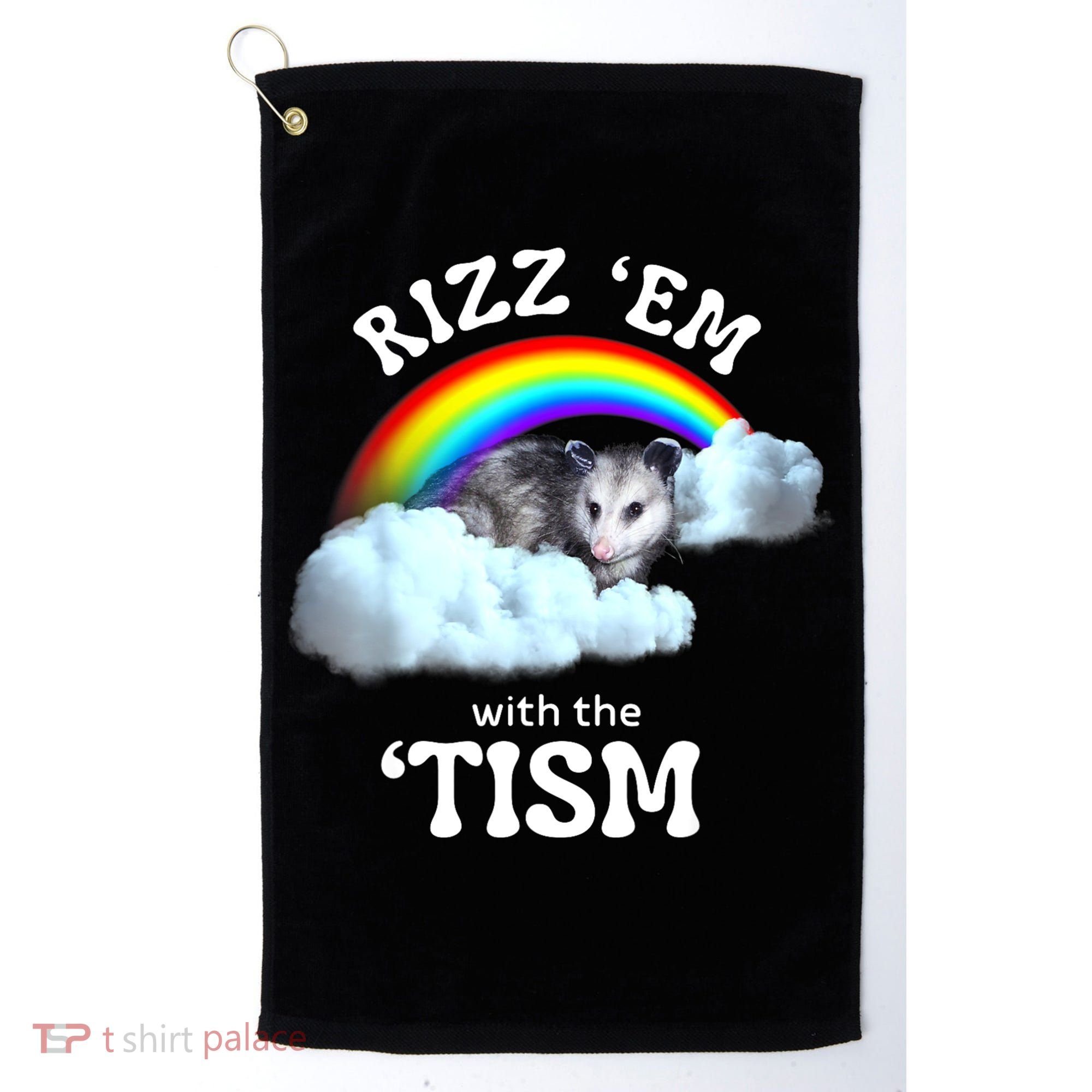 Autism Funny Rizz Em With The Tism Meme Autistic Opossum Golf Towel