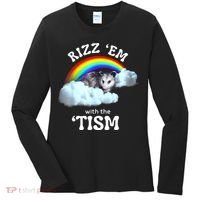Autism Funny Rizz Em With The Tism Meme Autistic Opossum Women's Long Sleeve Shirt thumb 0