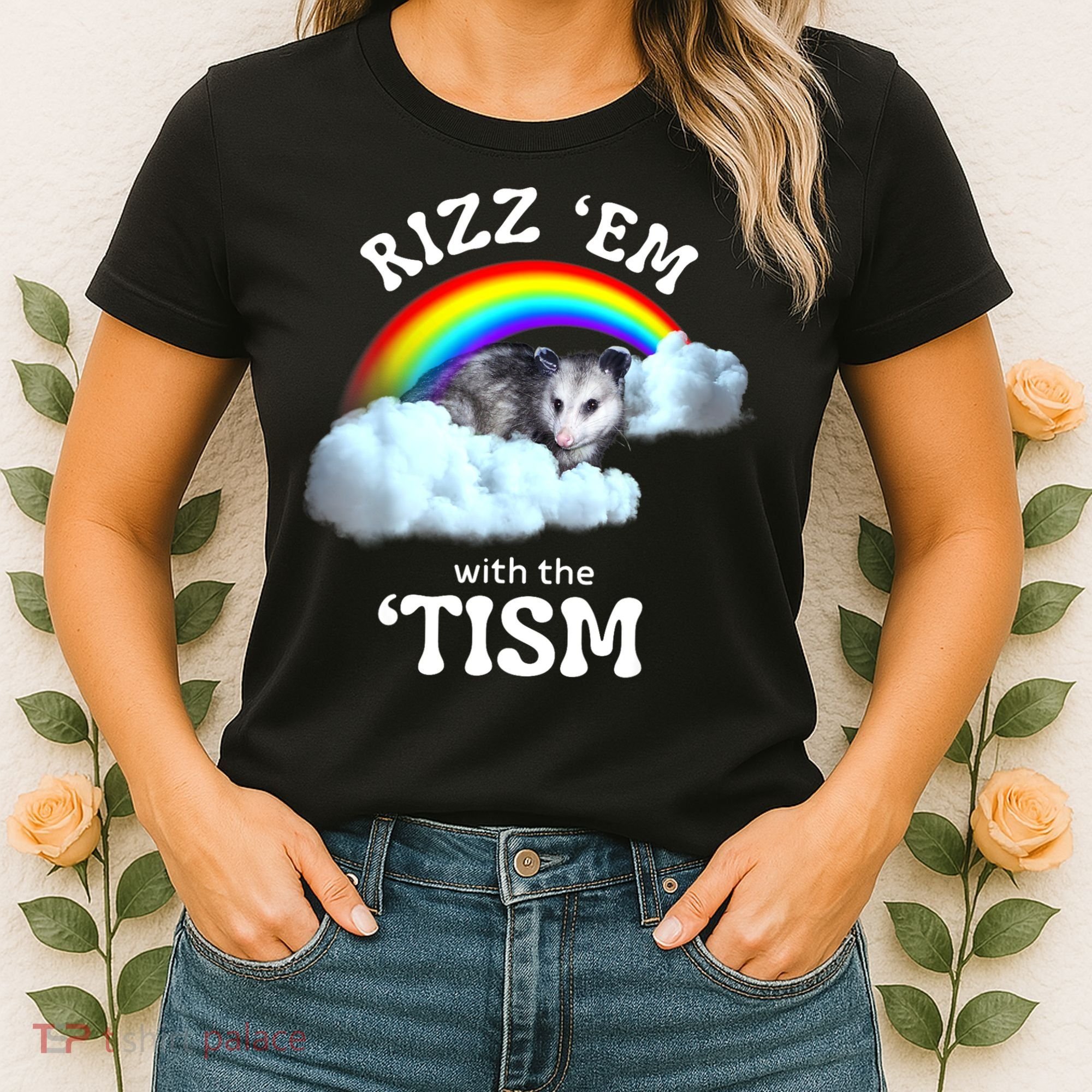 Autism Funny Rizz Em With The Tism Meme Autistic Opossum Women's T-Shirt