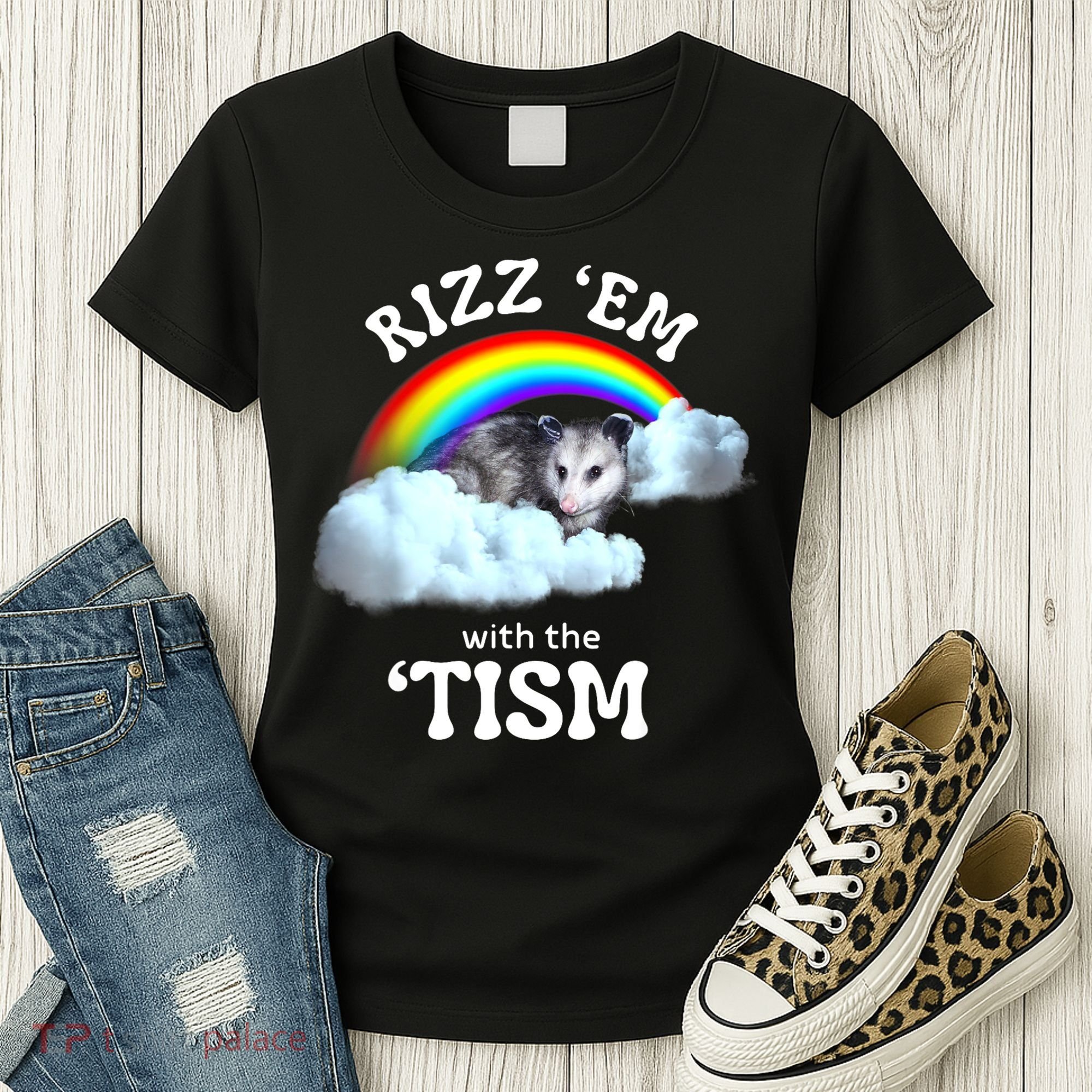 Autism Funny Rizz Em With The Tism Meme Autistic Opossum Women's T-Shirt