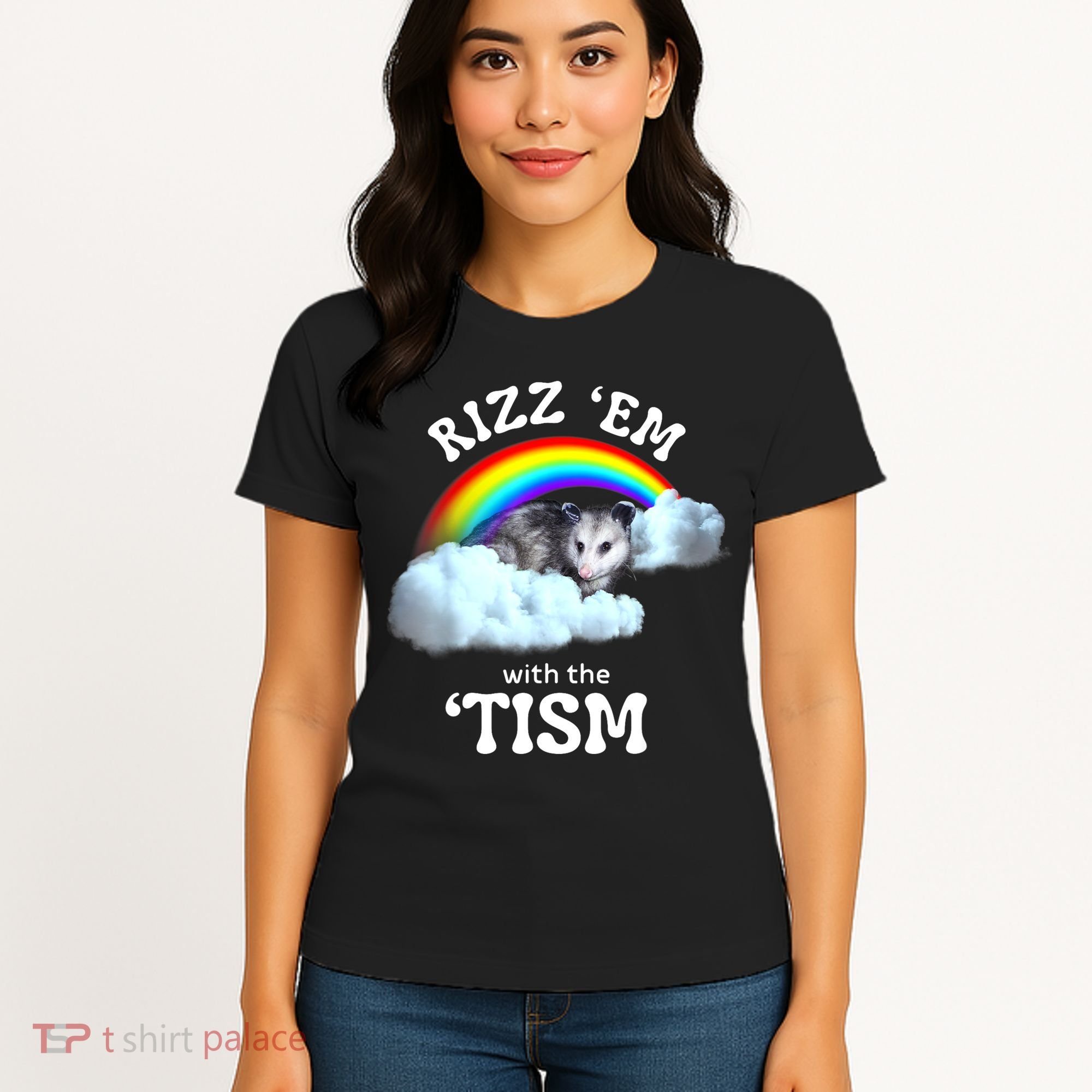 Autism Funny Rizz Em With The Tism Meme Autistic Opossum Women's T-Shirt