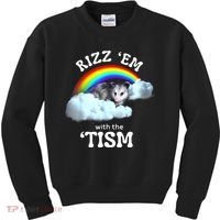 Autism Funny Rizz Em With The Tism Meme Autistic Opossum Kids Sweatshirt thumb 0