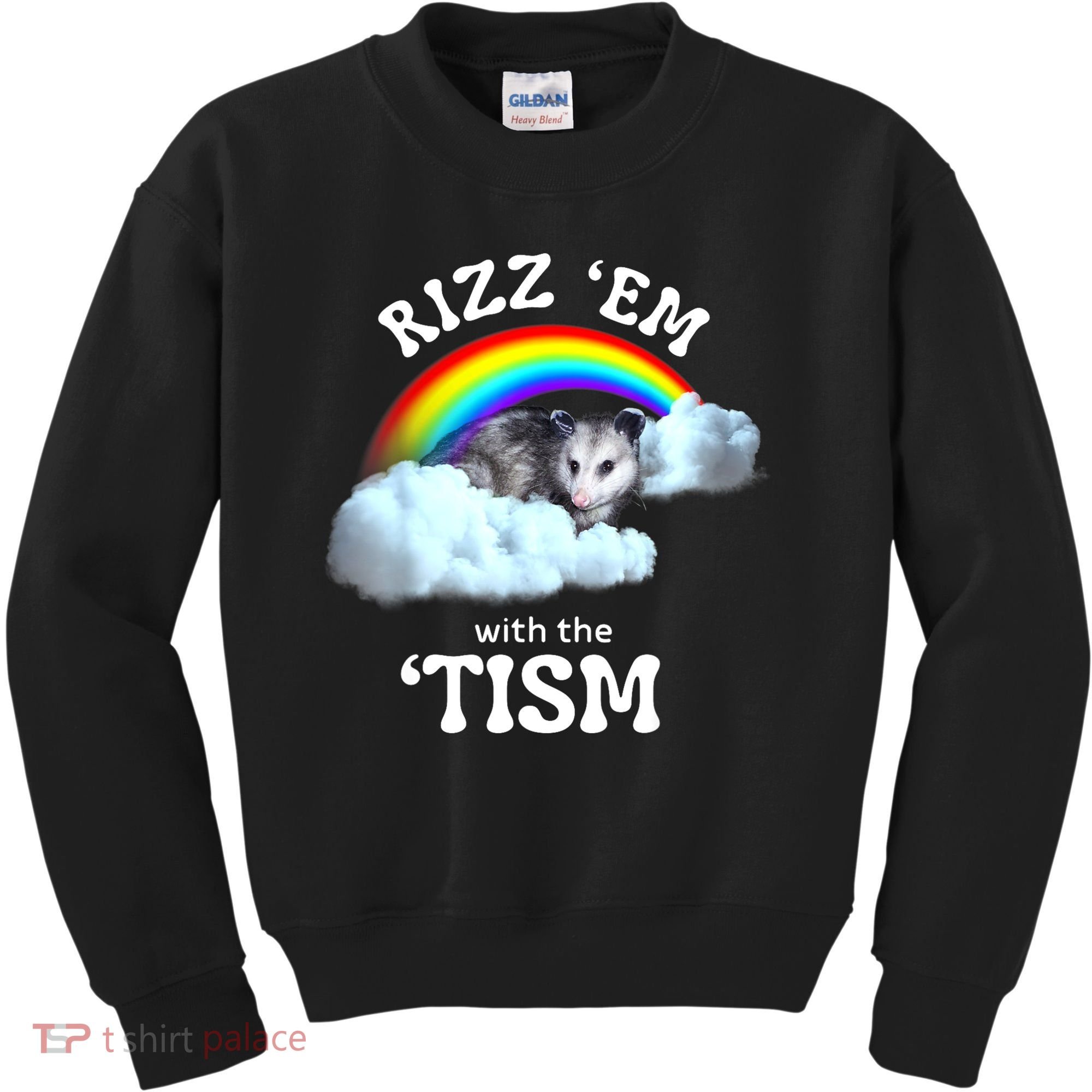 Autism Funny Rizz Em With The Tism Meme Autistic Opossum Kids Sweatshirt