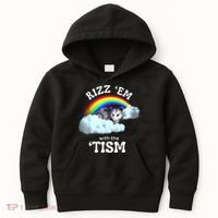 Autism Funny Rizz Em With The Tism Meme Autistic Opossum Kids Hoodie thumb 0