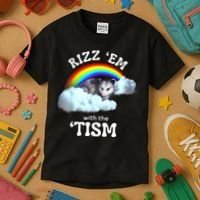 Autism Funny Rizz Em With The Tism Meme Autistic Opossum Kids T-Shirt thumb 3