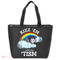 Autism Funny Rizz Em With The Tism Meme Autistic Opossum Tote Bag thumb 0