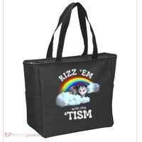 Autism Funny Rizz Em With The Tism Meme Autistic Opossum Tote Bag thumb 2
