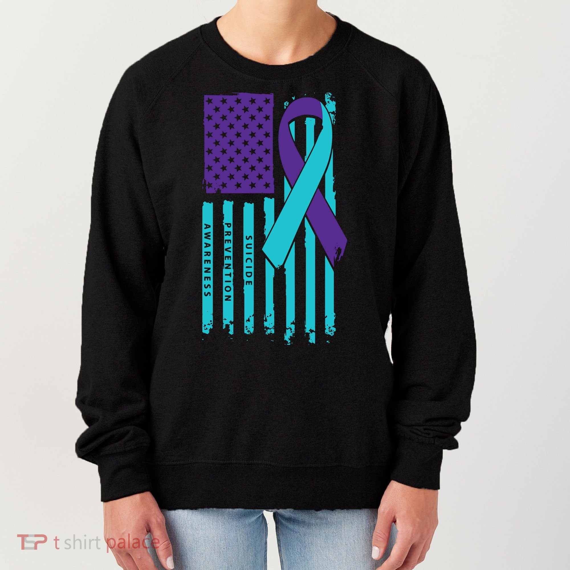 American Flag Ribbon Suicide Awareness Women's Sweatshirt