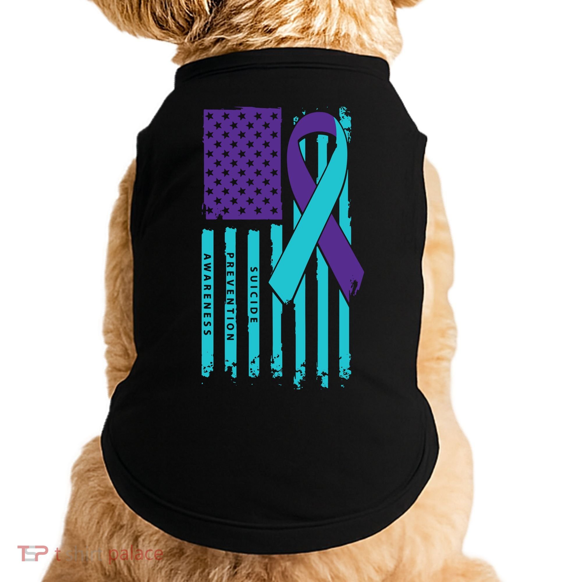 American Flag Ribbon Suicide Awareness Doggie Tank