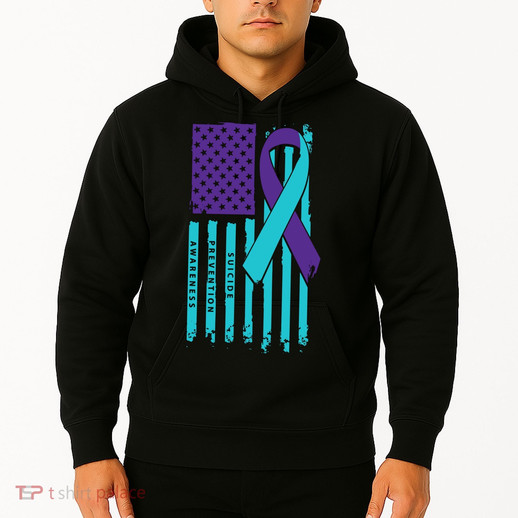 American Flag Ribbon Suicide Awareness Hoodie